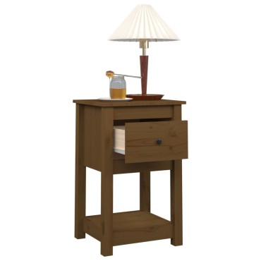 vidaXL Κομοδίνο Καφέ Μελί 40x35x61,5cm από Μασίφ Ξύλο Πεύκου 1 τεμ.