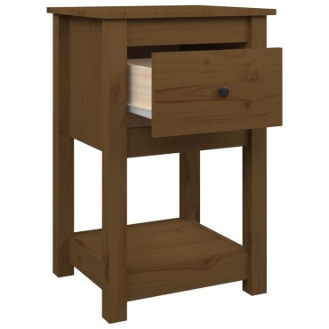 vidaXL Κομοδίνο Καφέ Μελί 40x35x61,5cm από Μασίφ Ξύλο Πεύκου 1 τεμ.