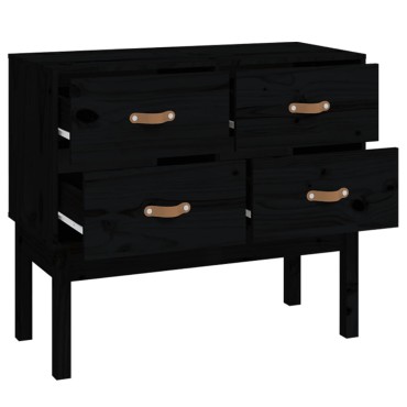 vidaXL Ντουλάπι Κονσόλα Μαύρη 90x40x78cm από Μασίφ Ξύλο Πεύκου 1 τεμ.