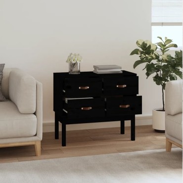 vidaXL Ντουλάπι Κονσόλα Μαύρη 90x40x78cm από Μασίφ Ξύλο Πεύκου 1 τεμ.
