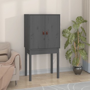 vidaXL Ντουλάπι Ψηλό Γκρι 60x40x120cm από Μασίφ Ξύλο Πεύκου 1 τεμ.
