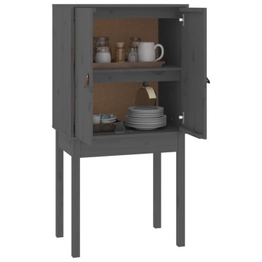 vidaXL Ντουλάπι Ψηλό Γκρι 60x40x120cm από Μασίφ Ξύλο Πεύκου 1 τεμ.