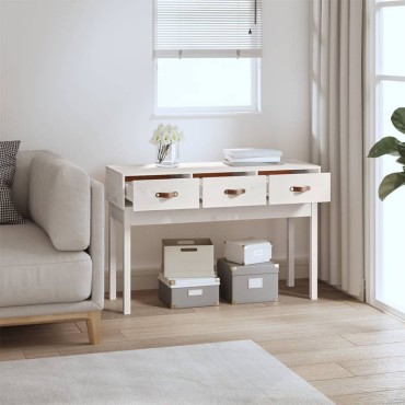 vidaXL Τραπέζι κονσόλα άσπρο 114x40x75cm από Μασίφ Ξύλο Πεύκου 1 τεμ.