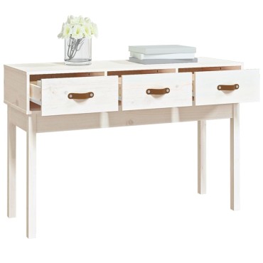 vidaXL Τραπέζι κονσόλα άσπρο 114x40x75cm από Μασίφ Ξύλο Πεύκου 1 τεμ.