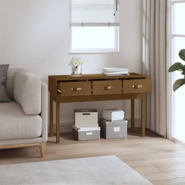 vidaXL Τραπέζι κονσόλα Καφέ μελί 114x40x75cm Μασίφ Ξύλο Πεύκου 1 τεμ.