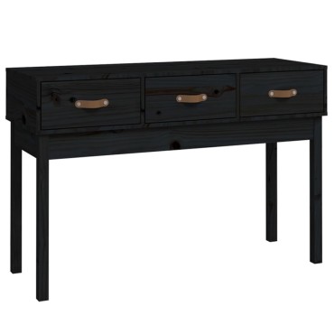 vidaXL Τραπέζι Κονσόλα Μαύρος 114x40x75cm από Μασίφ Ξύλο Πεύκου 1 τεμ.