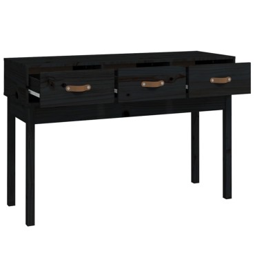 vidaXL Τραπέζι Κονσόλα Μαύρος 114x40x75cm από Μασίφ Ξύλο Πεύκου 1 τεμ.