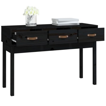 vidaXL Τραπέζι Κονσόλα Μαύρος 114x40x75cm από Μασίφ Ξύλο Πεύκου 1 τεμ.