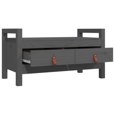 vidaXL Παγκάκι Χολ Γκρι 80x40x43cm από Μασίφ Ξύλο Πεύκου 1 τεμ.