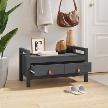 vidaXL Παγκάκι Χολ Γκρι 80x40x43cm από Μασίφ Ξύλο Πεύκου 1 τεμ.