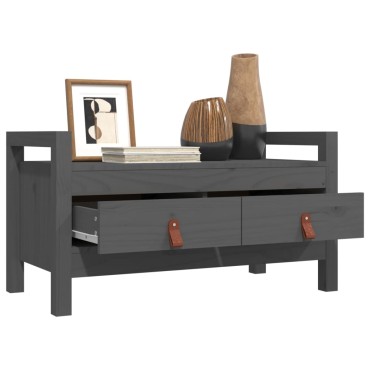 vidaXL Παγκάκι Χολ Γκρι 80x40x43cm από Μασίφ Ξύλο Πεύκου 1 τεμ.