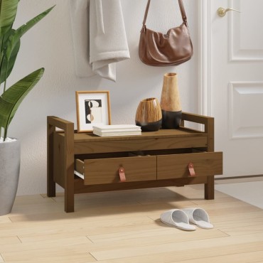 vidaXL Πάγκος Εργασίας Μελί Καφέ 80x40x43cm Μασίφ Ξύλο Πεύκο 1 τεμ.