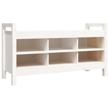 vidaXL Παγκάκι Χολ Λευκό 110x40x60cm από Μασίφ Ξύλο Πεύκου 1 τεμ.