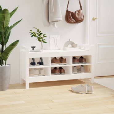 vidaXL Παγκάκι Χολ Λευκό 110x40x60cm από Μασίφ Ξύλο Πεύκου 1 τεμ.