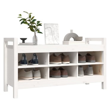vidaXL Παγκάκι Χολ Λευκό 110x40x60cm από Μασίφ Ξύλο Πεύκου 1 τεμ.