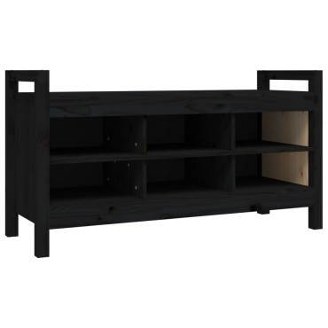 vidaXL Παγκάκι Χολ Μαύρο 110x40x60cm από Μασίφ Ξύλο Πεύκου 1 τεμ.