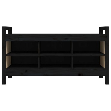 vidaXL Παγκάκι Χολ Μαύρο 110x40x60cm από Μασίφ Ξύλο Πεύκου 1 τεμ.
