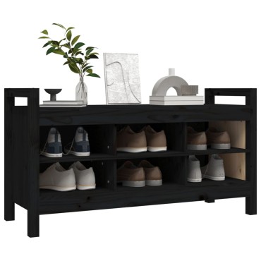 vidaXL Παγκάκι Χολ Μαύρο 110x40x60cm από Μασίφ Ξύλο Πεύκου 1 τεμ.