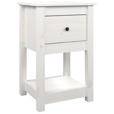 vidaXL Κομοδίνο Λευκό 40x35x61,5cm από Μασίφ Ξύλο Πεύκου 1 τεμ.