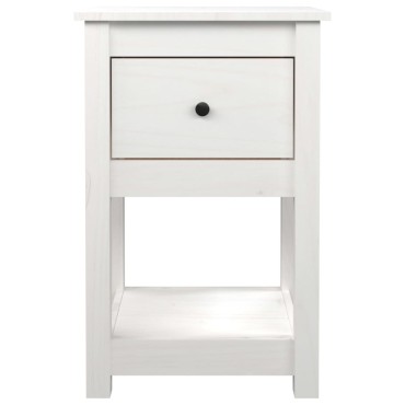 vidaXL Κομοδίνο Λευκό 40x35x61,5cm από Μασίφ Ξύλο Πεύκου 1 τεμ.