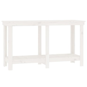 vidaXL Πάγκος Εργασίας Λευκός 140x50x80 εκ. από Μασίφ Ξύλο Πεύκου