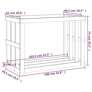vidaXL Ξυλοθήκη Εξ. Χώρου 108x52x74 εκ. από Μασίφ Ξύλο Πεύκου