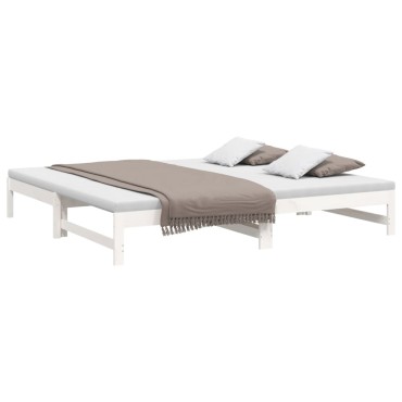vidaXL Καναπές Κρεβάτι Συρόμενος Λευκός 2x(100x200)cm Μασίφ Πεύκο 1 τεμ. - Μονό