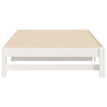 vidaXL Καναπές Κρεβάτι Συρόμενος Λευκός 2x(100x200)cm Μασίφ Πεύκο 1 τεμ. - Μονό