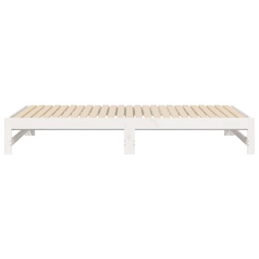 vidaXL Καναπές Κρεβάτι Συρόμενος Λευκός 2x(100x200)cm Μασίφ Πεύκο 1 τεμ. - Μονό