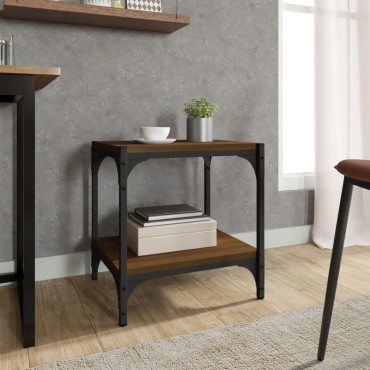 vidaXL Έπιπλο Τηλεόρασης Καφέ Δρυς 40x33x41cm Επεξ. Ξύλο & Ατσάλι