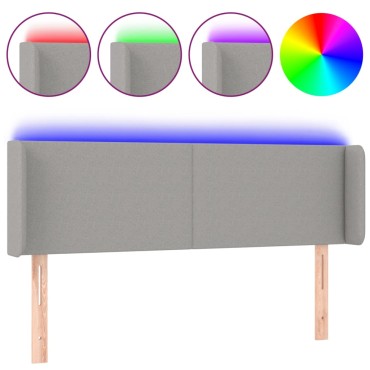 vidaXL Κεφαλάρι Κρεβατιού LED Ανοιχτό Γκρι 147x16x78/88cm Υφασμάτινο 1 τεμ.