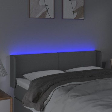 vidaXL Κεφαλάρι Κρεβατιού LED Ανοιχτό Γκρι 147x16x78/88cm Υφασμάτινο 1 τεμ.