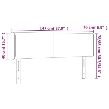 vidaXL Κεφαλάρι Κρεβατιού LED Ανοιχτό Γκρι 147x16x78/88cm Υφασμάτινο 1 τεμ.