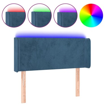 vidaXL Κεφαλάρι Κρεβατιού LED Σκούρο Μπλε 93x16x78/88cm Βελούδινο 1 τεμ.