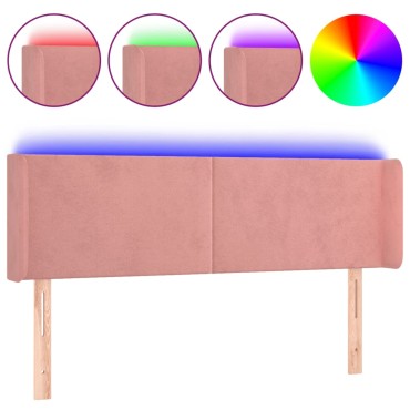 vidaXL Κεφαλάρι Κρεβατιού LED Ροζ 147x16x78/88cm Βελούδινο 1 τεμ.