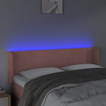 vidaXL Κεφαλάρι Κρεβατιού LED Ροζ 147x16x78/88cm Βελούδινο 1 τεμ.