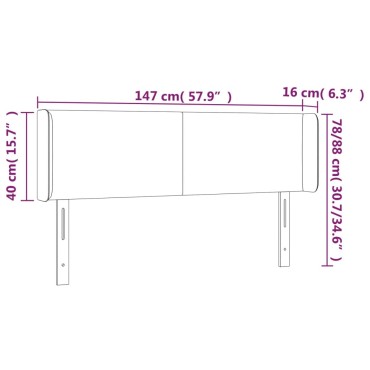 vidaXL Κεφαλάρι Κρεβατιού LED Ροζ 147x16x78/88cm Βελούδινο 1 τεμ.