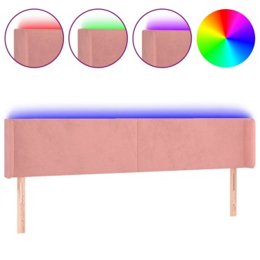 vidaXL Κεφαλάρι Κρεβατιού LED Ροζ 183x16x78/88cm Βελούδινο 1 τεμ.