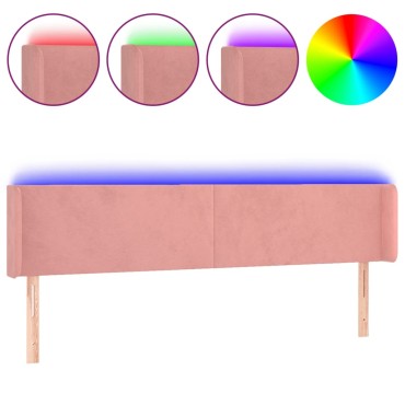 vidaXL Κεφαλάρι Κρεβατιού LED Ροζ 203x16x78/88cm Βελούδινο 1 τεμ.