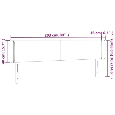 vidaXL Κεφαλάρι Κρεβατιού LED Ροζ 203x16x78/88cm Βελούδινο 1 τεμ.