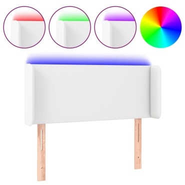 vidaXL Κεφαλάρι Κρεβατιού LED Λευκό 103x16x78/88cm Συνθετ. Δέρμα 1 τεμ.