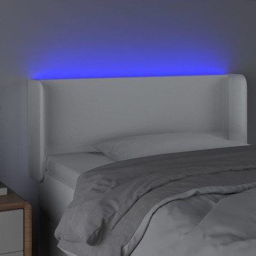 vidaXL Κεφαλάρι Κρεβατιού LED Λευκό 103x16x78/88cm Συνθετ. Δέρμα 1 τεμ.