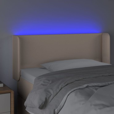 vidaXL Κεφαλάρι Κρεβατιού LED Καπουτσίνο 103x16x78/88cm Συνθετ. Δέρμα 1 τεμ.