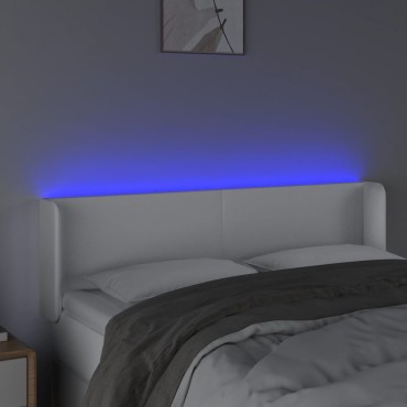 vidaXL Κεφαλάρι Κρεβατιού LED Λευκό 147x16x78/88cm Συνθετ. Δέρμα 1 τεμ.
