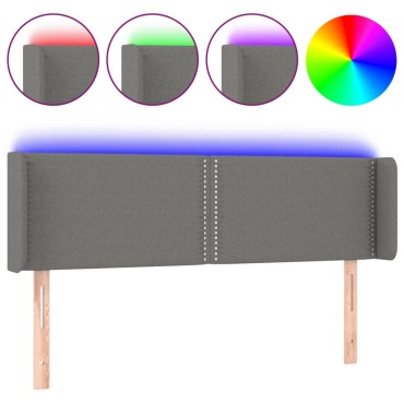 vidaXL Κεφαλάρι Κρεβατιού LED Σκούρο Γκρι 147x16x78/88cm Υφασμάτινο 1 τεμ.