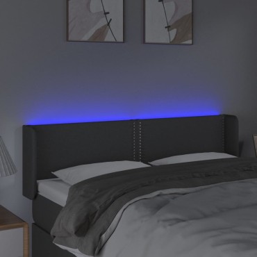 vidaXL Κεφαλάρι Κρεβατιού LED Σκούρο Γκρι 147x16x78/88cm Υφασμάτινο 1 τεμ.