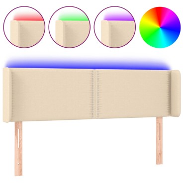 vidaXL Κεφαλάρι Κρεβατιού LED Κρεμ 147x16x78/88cm Υφασμάτινο 1 τεμ.