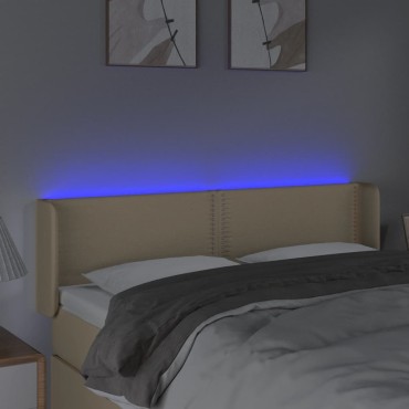 vidaXL Κεφαλάρι Κρεβατιού LED Κρεμ 147x16x78/88cm Υφασμάτινο 1 τεμ.
