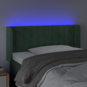 vidaXL Κεφαλάρι Κρεβατιού LED Σκούρο Πράσινο 93x16x78/88cm Βελούδινο 1 τεμ.