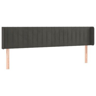 vidaXL Κεφαλάρι Κρεβατιού LED Σκούρο Γκρι 203x16x78/88cm Βελούδινο 1 τεμ.